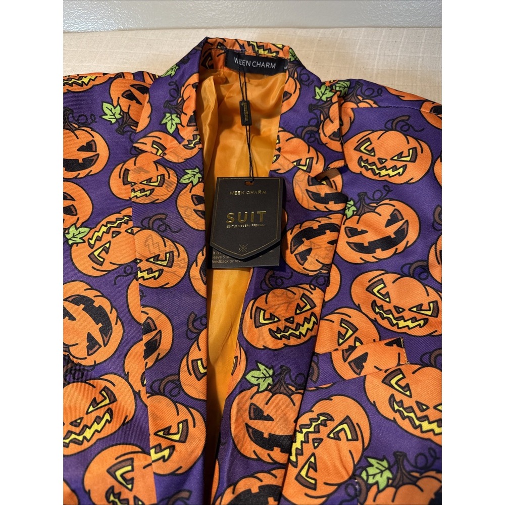 Halloween Suit Men's WeenCharm Size L- Pant Approx 32 Waist- Coat 18 In Pit-pit - Picture 2 of 6